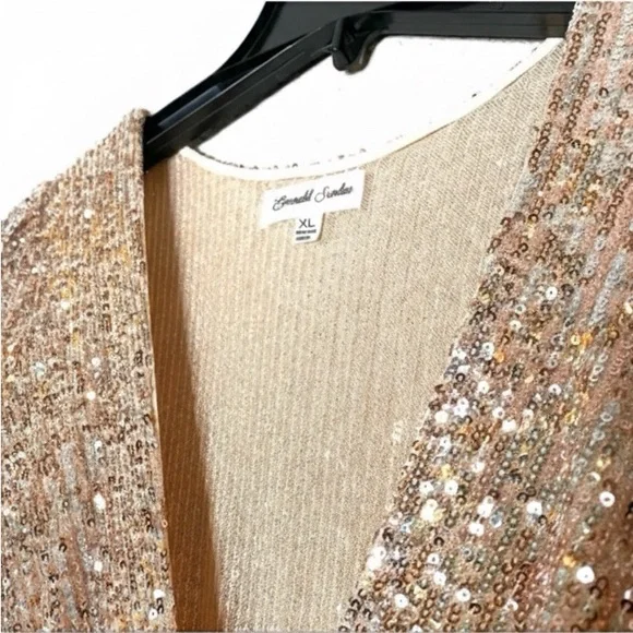 Emerald Sundae Rose Gold Sequin Maxi Dress XL - Picture 7 of 15